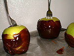 Vegan carmel apples (with ghetto fork handles)