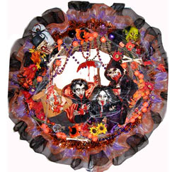 Gory horror dolls wreaths by Norma Jean