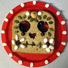 healthy Halloween skull sandwich